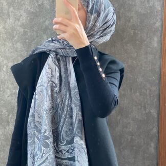 Etro Etnik Desen Pamuk Soft Şal 36631 - Gri