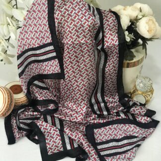Burberry Çift Taraflı Vual İpek Şal -kırmızı siyah