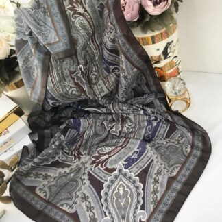 Etro Pamuk İpek Şal -987654 Koyu kahve mor