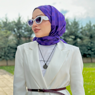 Bonjela Dama Desen Jakar Şal - Mor - Organic ScarfsOrganic Scarfs