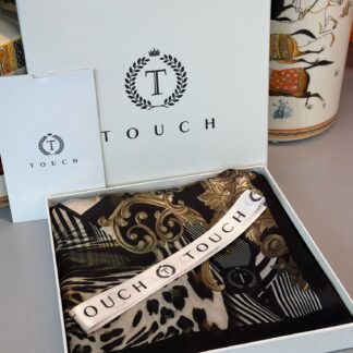 Touch İthal Etnik Leopar Vual İpek Şal - 887780 - Gold Siyah