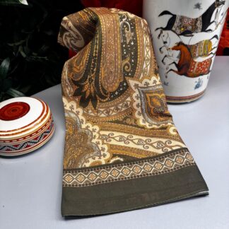 Yeni Etnik Pamuk Soft Şal 65301 - 65301 Haki-Altın