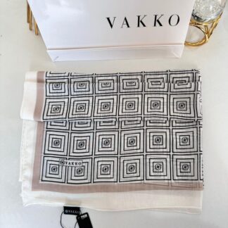 Vakko İpeksi Kare Desen Şal 61019 - Vizon