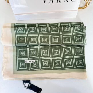 Vakko İpeksi Kare Desen Şal 61019 - Haki