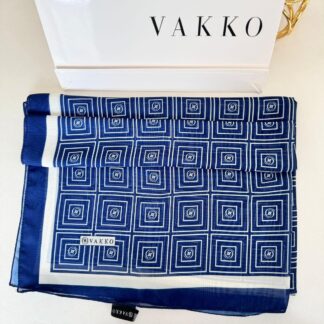 Vakko İpeksi Kare Desen Şal 61019 - Lacivert