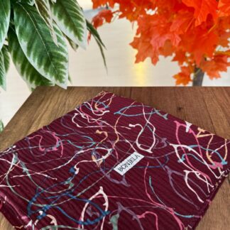 Sulu Boya Desenli Mio Cazz Eşarp 61018 - Bordo