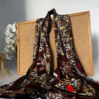 Hermes Vual İpek Şal 614410 - Siyah Leopar
