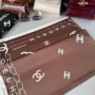 Chanel Saten İpek Eşarp 44124 - Kahve