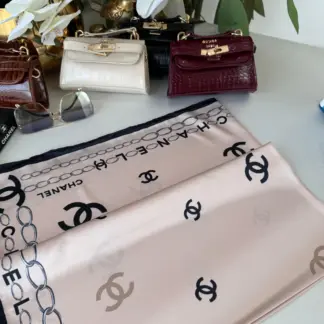 Chanel Saten İpek Eşarp 44124 - Koyu bej