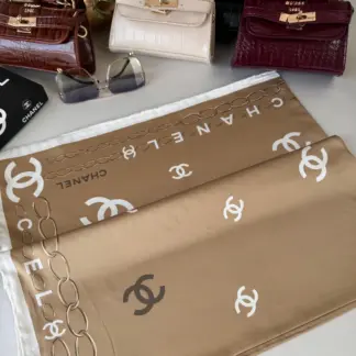 Chanel Saten İpek Eşarp 44124 - Sütlü Kahve
