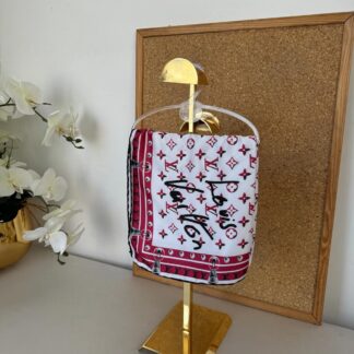 Louis Vuitton İmzalı Twill İpeksi Eşarp 491492 - Fuşya