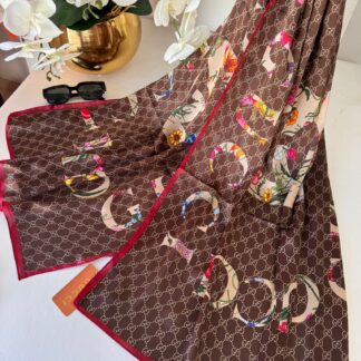 Gucci İthal Vual İpek Şal - Acı Kahve