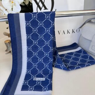 Vakko Monogram Desen İpeksi Şal 14534 - Lacivert