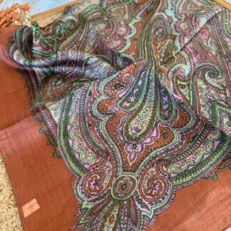 Hint İpeği Etro Desen Eşarp 84751 - Taba