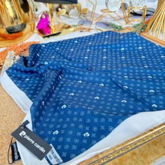Pier Cardin Monogram Pamuk Soft Eşarp 35671 - Lacivert