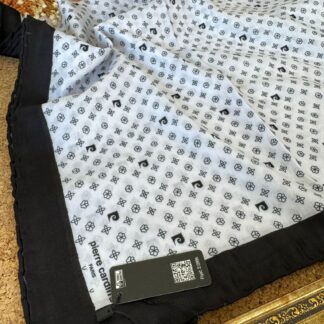 Pier Cardin Monogram Pamuk Soft Eşarp 35671 - Siyah/Ekru