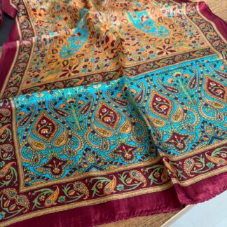 Hint İpeği Şal 63875 - Bordo/Turuncu