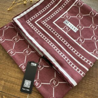 Vakko Monogram Desen Pamuk Soft Eşarp 21510 - Bordo