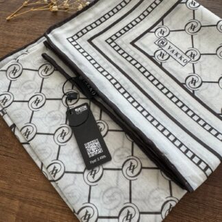 Vakko Monogram Desen Pamuk Soft Eşarp 21510 - Ekru