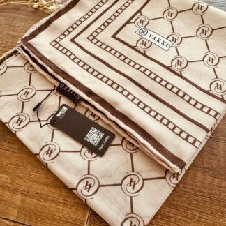 Vakko Monogram Desen Pamuk Soft Eşarp 21510 - Sütlü Kahve