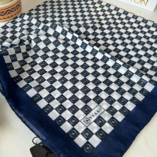 Vakko Dama Monogram Pamuk İpeksi Eşarp 38442 - Lacivert