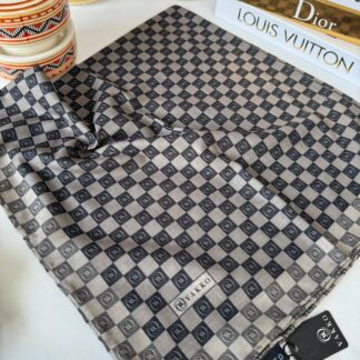 Vakko Dama Monogram Pamuk İpeksi Eşarp 38442 - Vizon