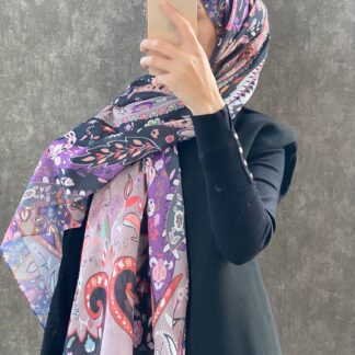 Etro Etnik Desen Pamuk Soft Şal 38630 -Lila