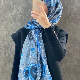 Etro Etnik Desen Pamuk Soft Şal 38630 - Mavi
