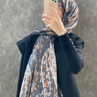 Etro Etnik Desen Pamuk Soft Şal 38630 - Gri