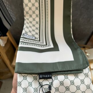 Vakko Desen Twill İpek Şal - Haki - Ekru