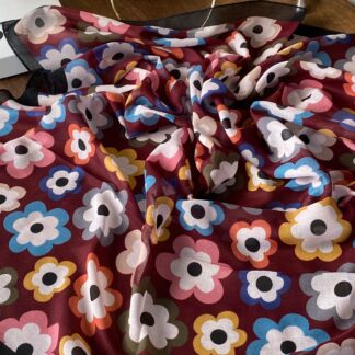 Çiçek Desen Pamuk Soft Eşarp - Bordo