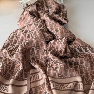 Dior DESEN Çift taraflı İpeksi Jakar Şal - Kahve