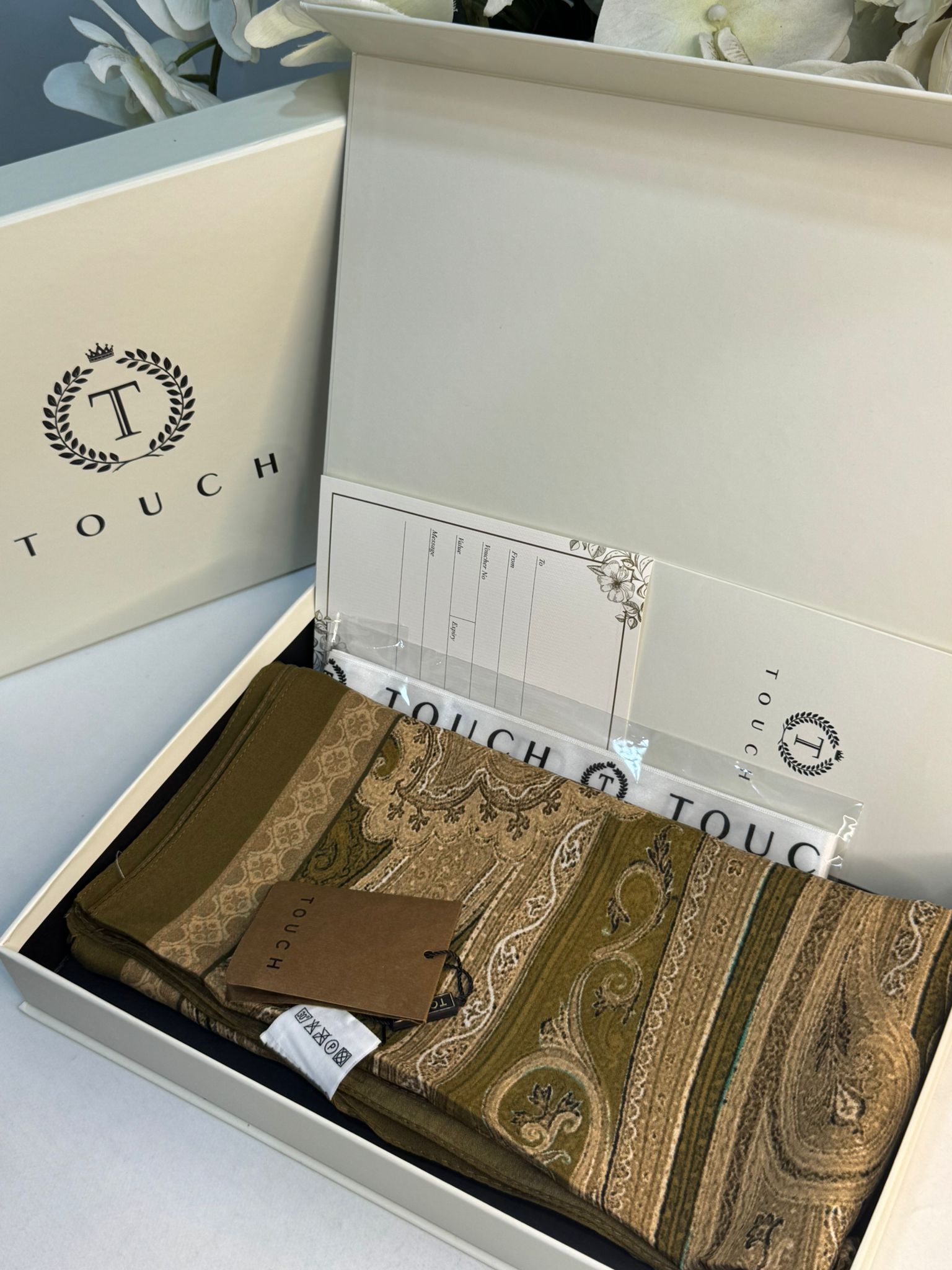 Touch İthal Pamuk İpek Şal 63454 - Haki - Image 2