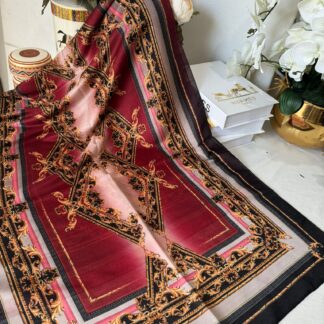 Etnik Desen Pamuk Soft Şal 83924 - bordo-siyah