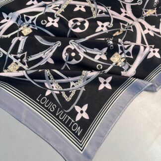 Lv Kemer Desen Pamuk Soft Şal 31230 - Siyah-Füme