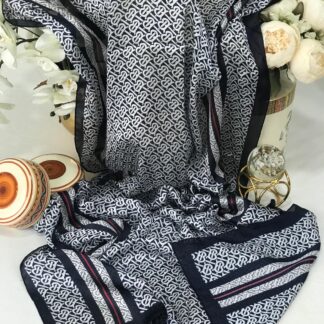 Burberry Çift Taraflı Vual İpek Şal -siyah gri