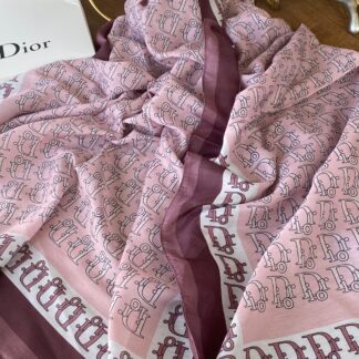 Dior Desen Pamuk Soft Şal - Pamuk Şekeri