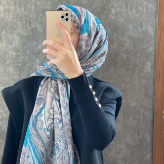 Etro Etnik Desen Pamuk Soft Şal 36631 - Petrol