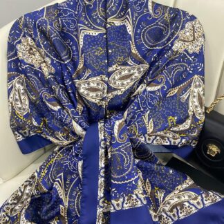 Batik Desen Vual İpek Şal -259685- Fas Mavisi