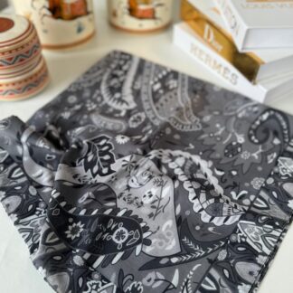 Etro Etnik Desen Pamuk Soft Eşarp 148 - Siyah Gri