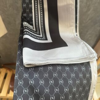 Vakko Desen Twill İpek Şal - Haki - Saks - Soft Siyah