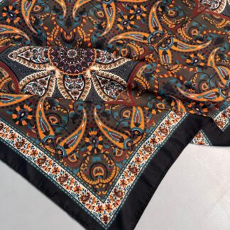 Etro Buta Desenli Pamuk Soft Şal - 377350 - Turuncu Siyah