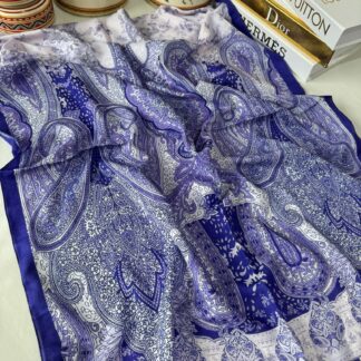 Etnik Etro Desen Pamuk Soft Şal 61534 - Morcivert