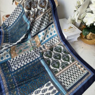 Etnik Desen Pamuk Soft Şal 83923 - İndigo
