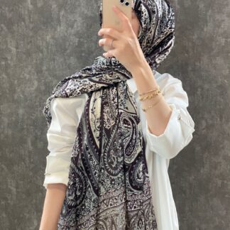 Etro Desen Vual İpek Şal - Kahve