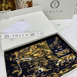 Touch İthal Etnik Desen Yün İpek Şal- 34550 - Siyah Ekru