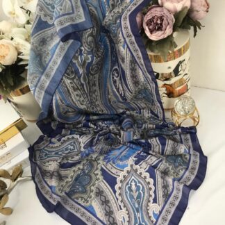 Etro Pamuk İpek Şal -987654 lacivert ekru