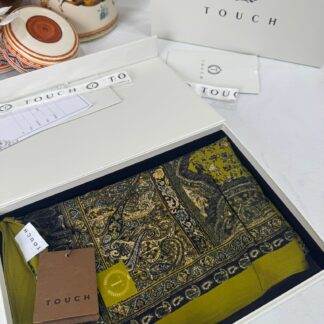 Touch İthal Etnik Desen Pamuk İpek Şal -35330 - Fiskal Yeşil