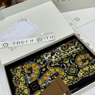 Touch İthal Etnik Desen Yün İpek Şal 34330 - Siyah Yeşil