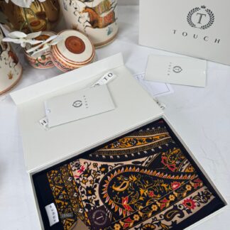 Touch İthal Etnik Desen Pamuk İpek Şal- 35440 - Siyah Pudra